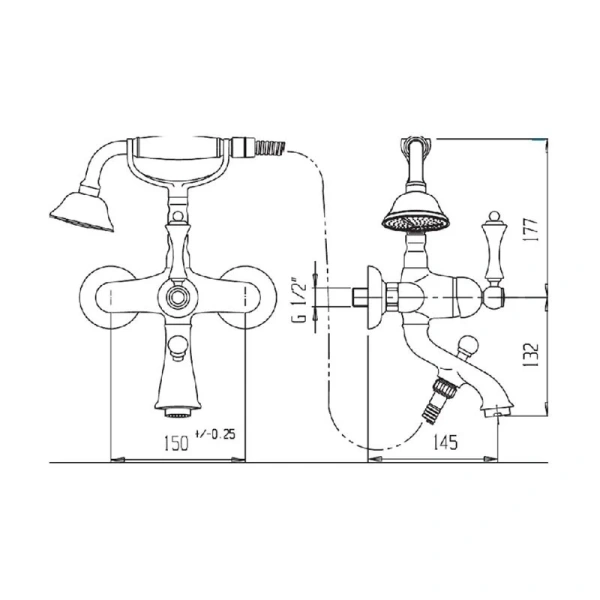 Смеситель для ванны Cezares Margot золото 24 карат MARGOT-VDP-03/24-M (детальная фотография), для ванны