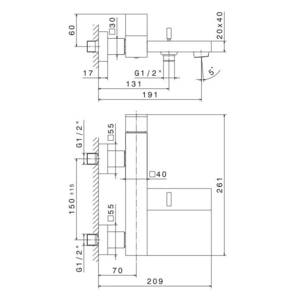 Смеситель для ванны Kerama Marazzi Futura хром 66440KM.21.018 (детальная фотография), для ванны