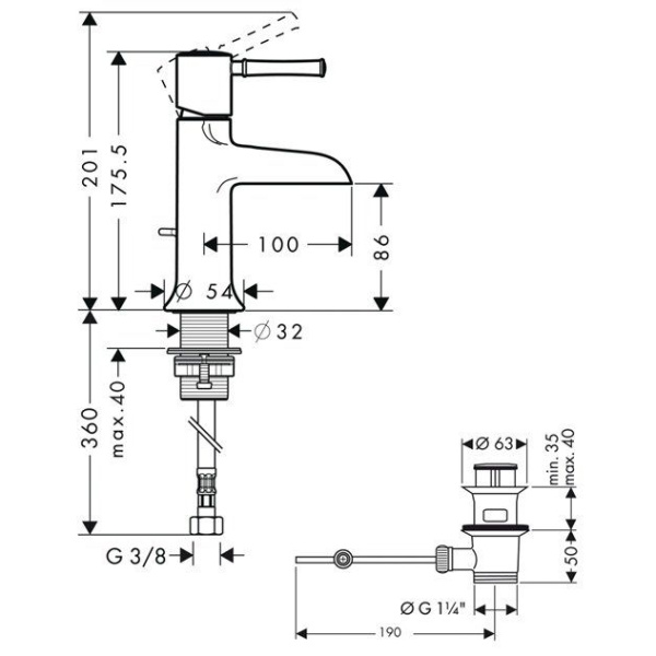 Схема (детальная фотография), для раковины