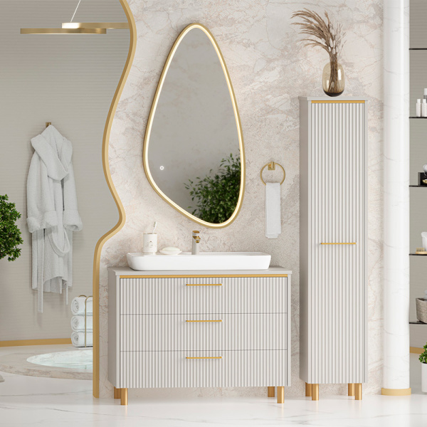 Тумба под раковину напольная Brevita Elche 100 см серая ELC-0100-0302Я (детальная фотография), в наличии