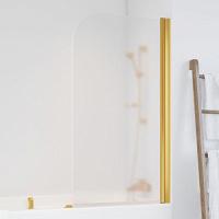 Душевая шторка на ванную профиль золотой стекло сатин Vegas-glass