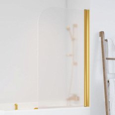 Душевая шторка на ванную профиль золотой стекло сатин Vegas-glass