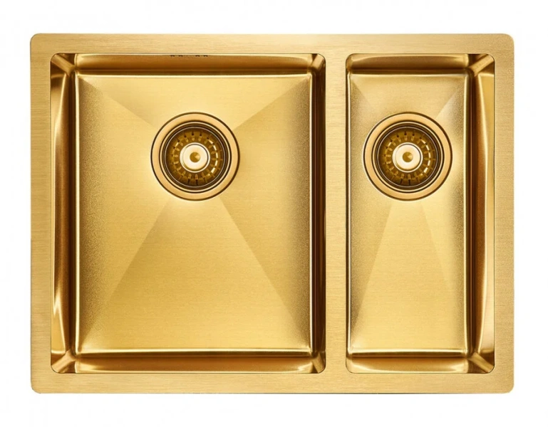 Мойка для кухни Paulmark Zusat 59 см брашированное золото, левосторонняя PM225944-BGL (детальная фотография)