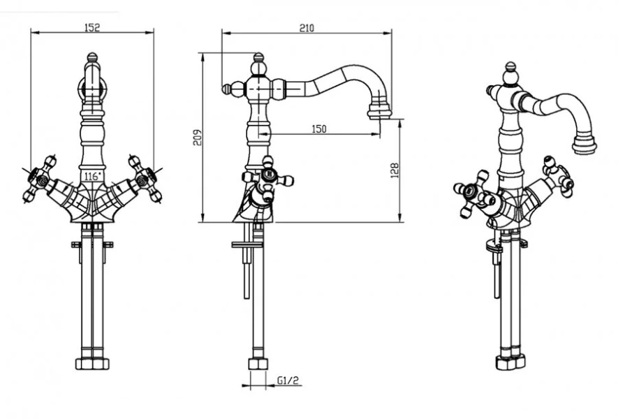 Смеситель для раковины Boheme Crystal с поворотным изливом (детальная фотография), для раковины