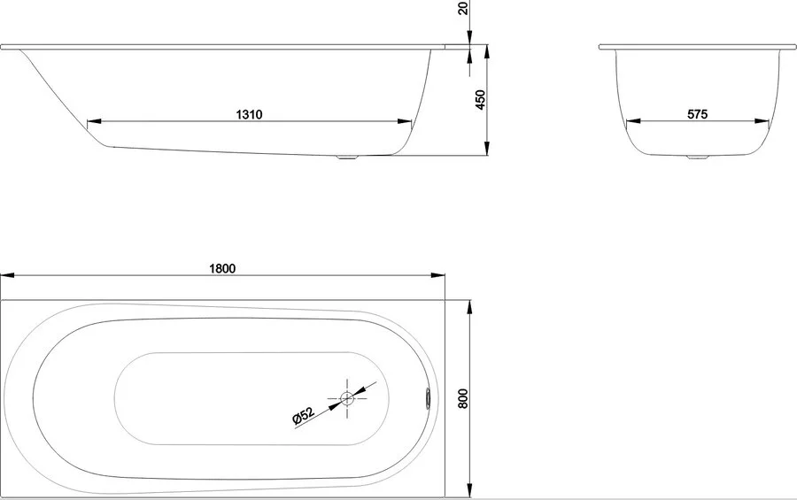 Ванна стальная Bette Comodo 1251-000 180 х 80 х 45 см с шумоизоляцией, белая (детальная фотография), современныe, hi-tech