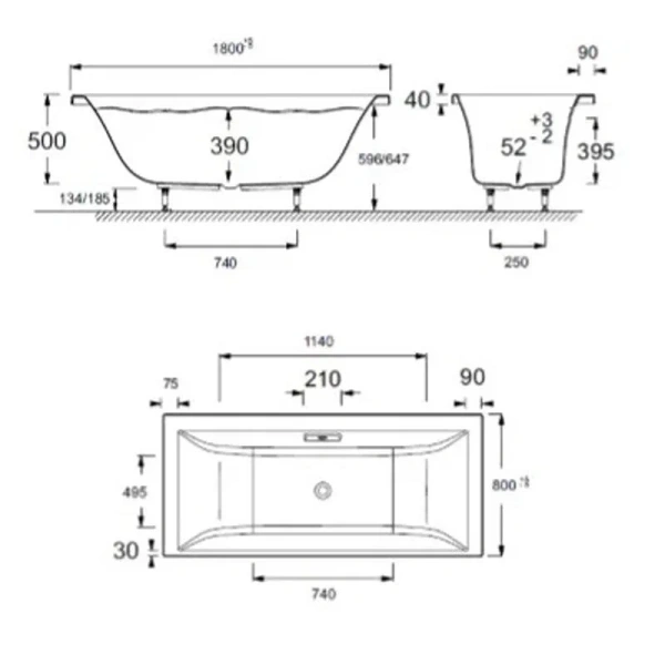 Ванна акриловая Jacob Delafon Evok E60269 RU-00 180х80 см (детальная фотография), акриловые