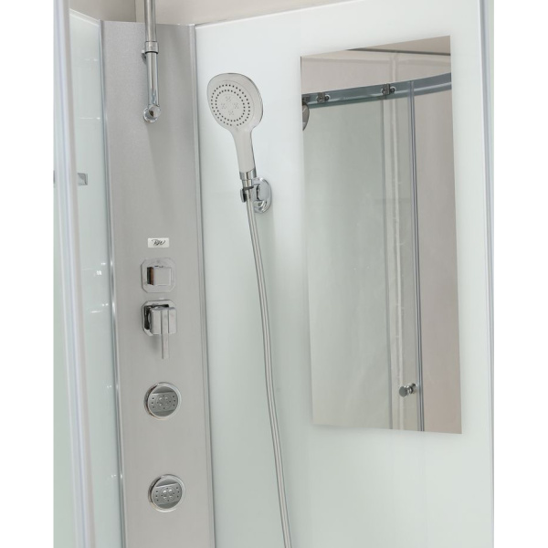 Душевая кабина Black&White Galaxy G5701 90x90 см гидромассажная 5701900 (детальная фотография), угловые, недорогие, для дачи, с гидромассажем, c тропическим душем, без крыши