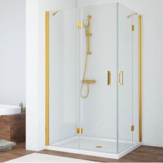 Душевой уголок профиль золотой стекло прозрачное Vegas-glass