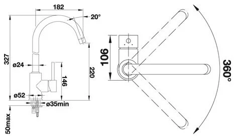 Смеситель для кухни Blanco Mida алюметаллик 524203 (детальная фотография), для кухни