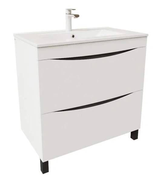 Тумба с раковиной напольная IDDIS Cloud CLO80WFi95K 80 см с двумя выдвижными ящиками (детальная фотография)