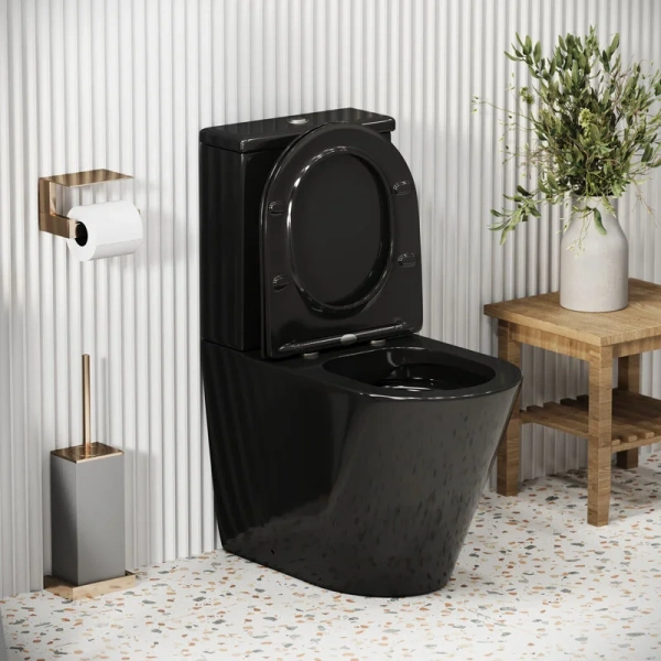 Унитаз компакт Grossman Color черный GR-4480BS (детальная фотография), фаянс, керамика