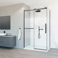 Душевой уголок Vincea Como Soft 120х100 см профиль вороненая сталь