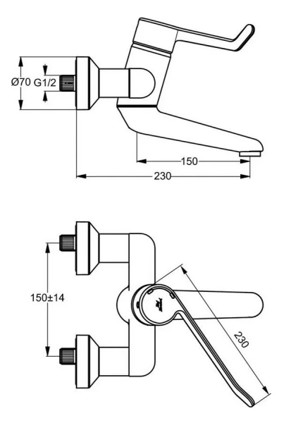 Смеситель для раковины Ideal Standard Ceraplus настенный B8223AA (детальная фотография), для раковины