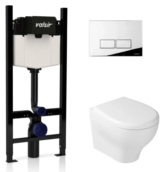 Унитаз с инсталляцией Valsir Eden с клавишей хром KIT VSCR 7212 Slim P3 (детальная фотография)