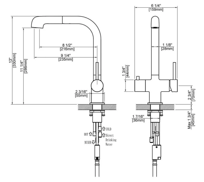 Смеситель для питьевой воды Timo Saona золото матовое 2346/17FL (детальная фотография), для кухни, для питьевой воды с фильтром