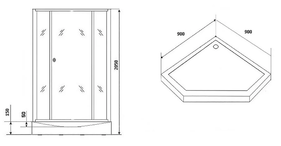 Душевая кабина Grossman Classic 90x90 см белый профиль GR171D (детальная фотография), многоугольные