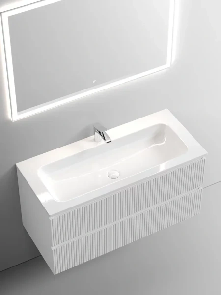 Тумба под раковину подвесная Sancos Snob T 100 см bianco SNT100W (детальная фотография), 100 см