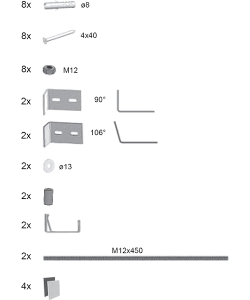 Монтажный комплект Ravak Avocado для крепления панели B28000000N (детальная фотография), в наличии