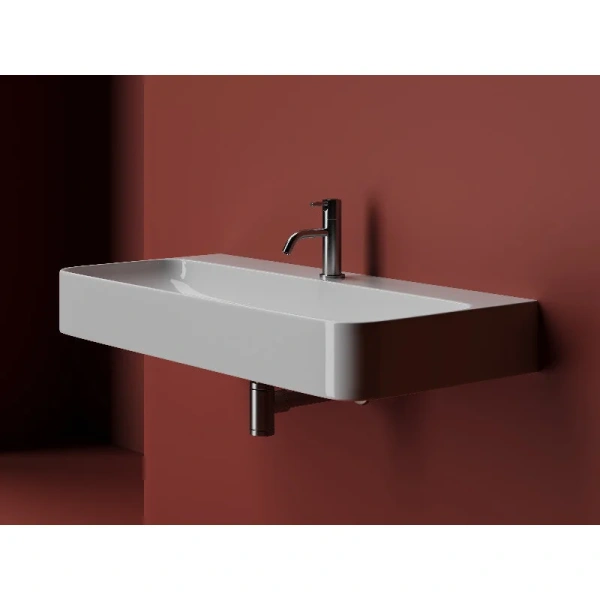 Раковина Ceramica Nova Aura 102 см белая CN2007 (детальная фотография), накладные (на столешницу), пристенные