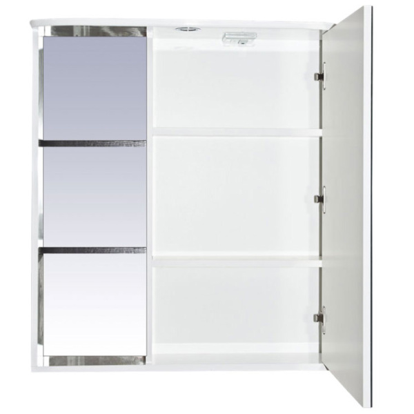 Зеркальный шкаф, зеркало справа, полочки слева, цвет белый/чёрный, Misty Венера П-ВНР04070-25СВП (детальная фотография), по запросу