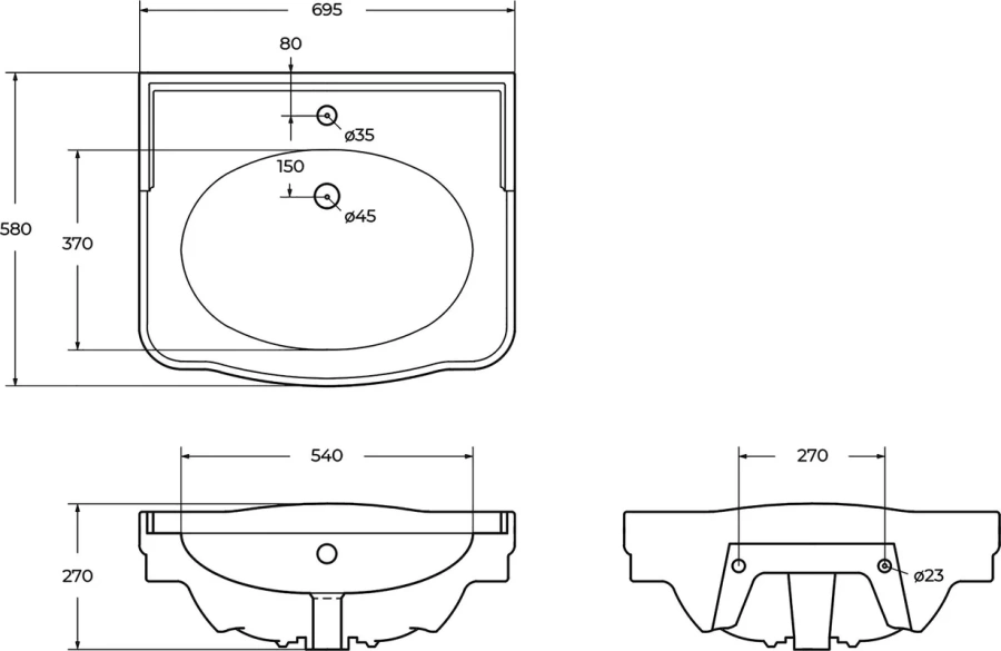 Раковина BelBagno Boheme 70 см с белая BB115L (детальная фотография), белые