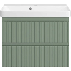 Тумба под раковину подвесная Brevita Victory 80 см с 2 ящиками, зеленая