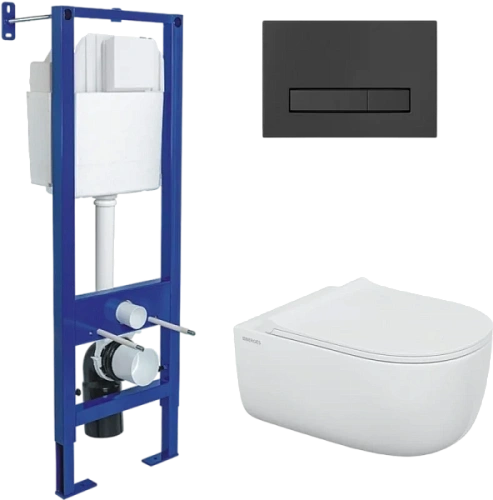 Унитаз с инсталляцией Berges Atom клавиша черная SoftTouch - фото 1