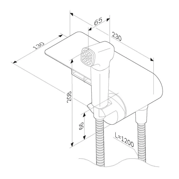 Гигиенический душ со смесителем Am.Pm Func F0H8F9 с полкой (детальная фотография), для туалета