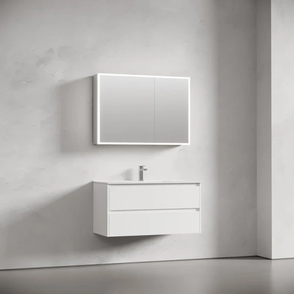 Зеркальный шкаф с подсветкой Sancos Evoke 100 см серый SC80100 (детальная фотография), современные, hi-tech