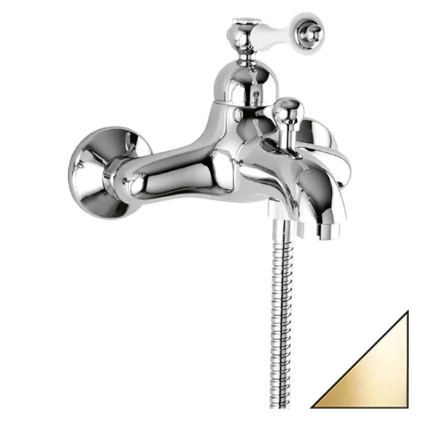 Смеситель для ванны Cezares Margot золото 24 карат ручка белая MARGOT-VM-03/24-Bi (детальная фотография)