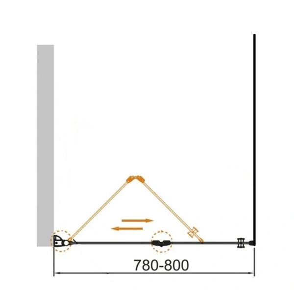 Душевая дверь в нишу Cezares ECO 80 см складная ECO-O-40/40-C-Cr (детальная фотография), современные, hi-tech