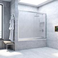 Душевая шторка на ванную профиль матовый хром стекло сатин Vegas-glass