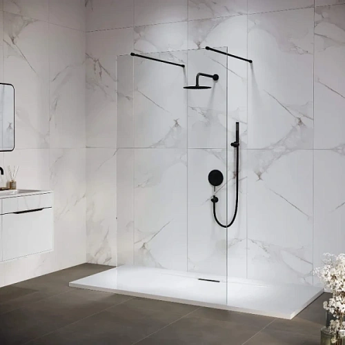 Душевая перегородка RGW Walk In WA-016B 120 см профиль черный, стекло прозрачное - фото 2