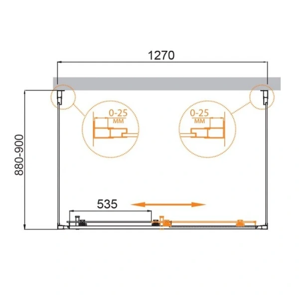 Душевой уголок Cezares Molveno 130х90 см стекло рифленое MOLVENO-AH-12-130/90-P-Cr (детальная фотография), прямоугольные