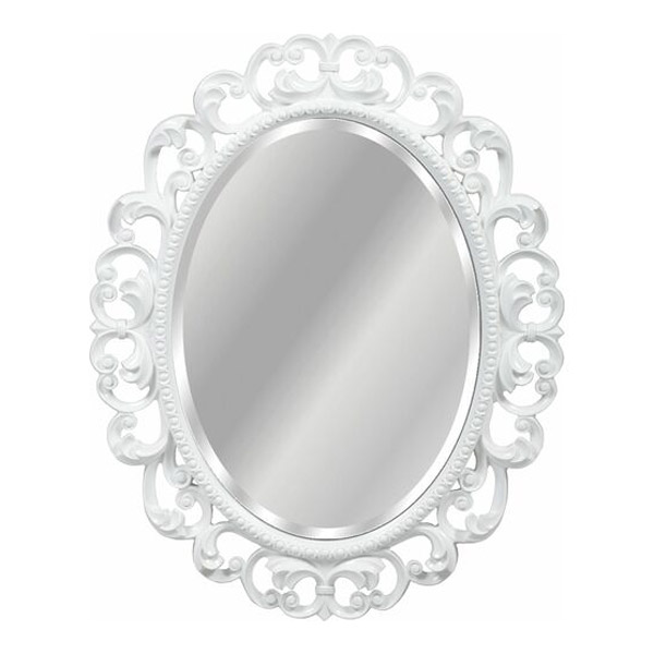 Зеркало овальное без фацета, цвет белый глянец с серебром, Tessoro Isabella 82 TS-107601-W/S (детальная фотография)