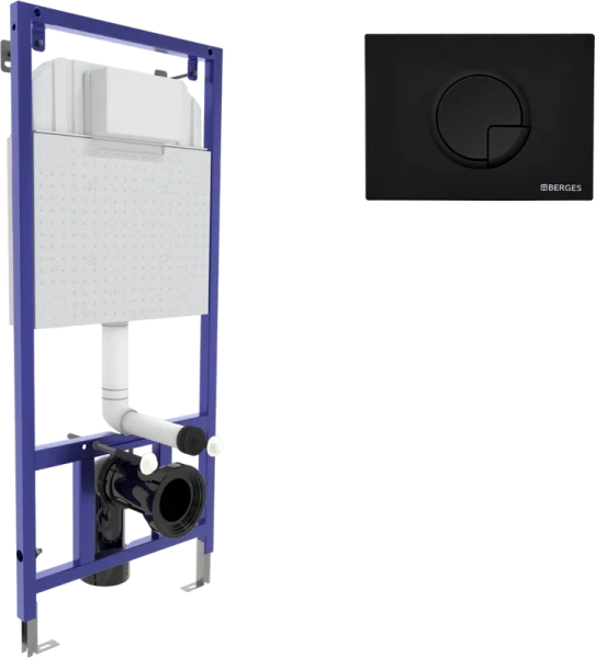Инсталляция для унитаза Berges Novum клавиша R5 Soft Touch черная 040225 (детальная фотография), с кнопкой