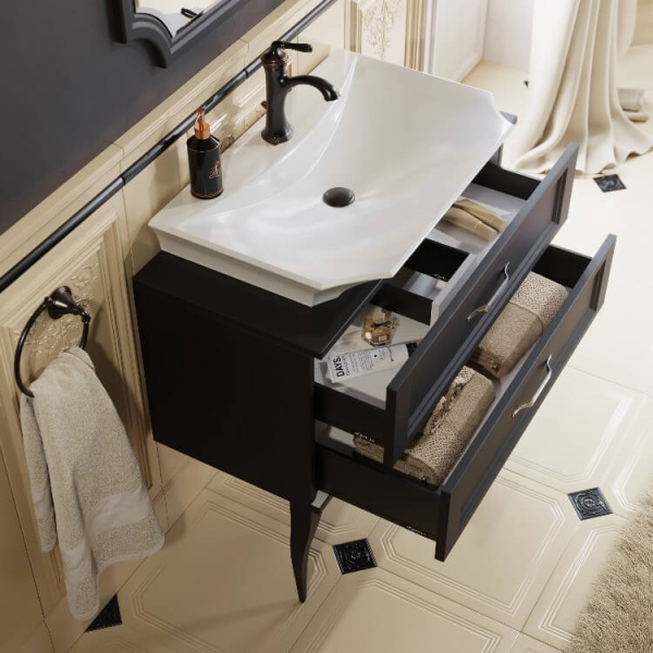 Тумба под раковину напольная Aqwella LaDonna 85 см черная LAD0108BLK (детальная фотография), под накладную раковину