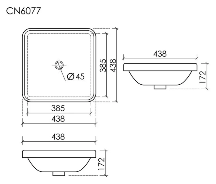Раковина Ceramica Nova Element 43.8 см белая CN6077 (детальная фотография), современные, hi-tech