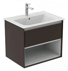 Тумба под раковину подвесная Ideal Standard Connect Air 60 см темно-коричневый матовый, белый матовый