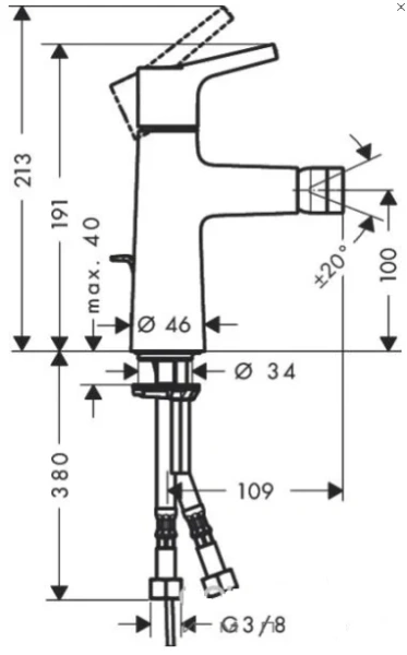 Смеситель для биде Hansgrohe Talis S хром 72200000 (детальная фотография), для биде