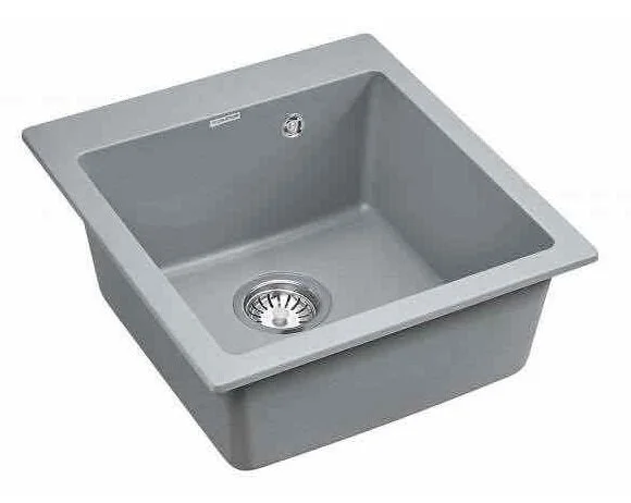 Мойка для кухни Paulmark Zemar 46 см кварцевая, серый металлик PM104651-GRM (детальная фотография), кварц