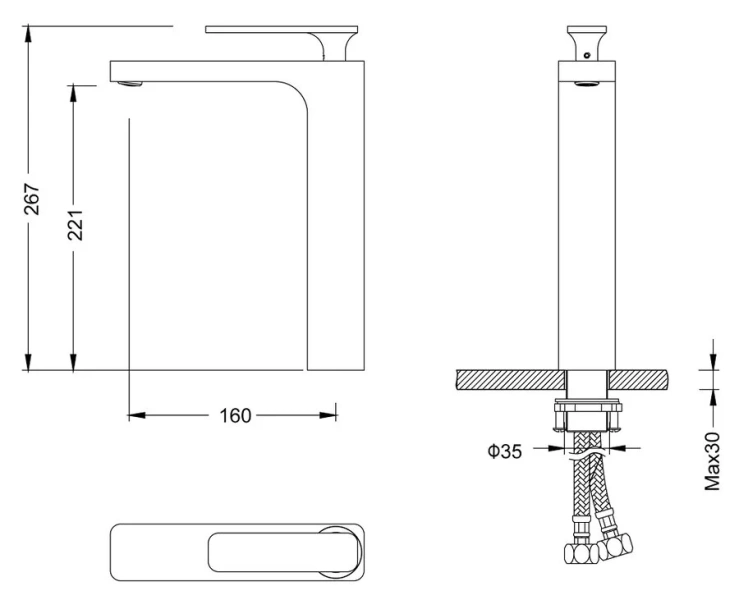 Смеситель для раковины Timo Torne золото матовое 4311/17F (детальная фотография), для раковины
