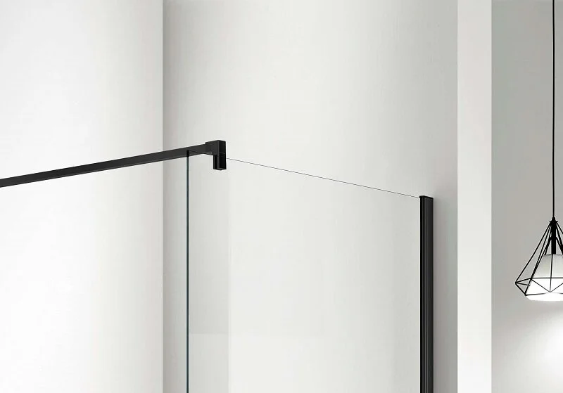 Душевая перегородка Акватек 140 см профиль черный матовый AQ WIW 14020BL (детальная фотография), 140 см