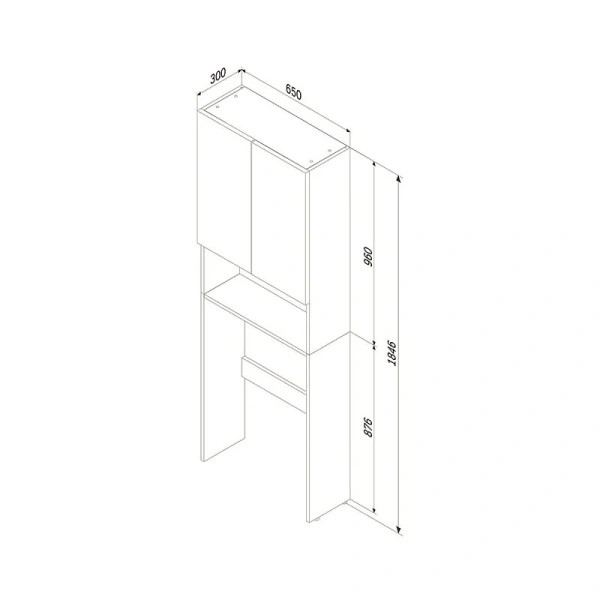 Шкаф Am.Pm X-Joy 65 см с открытой полкой M85CSX06521WG1 (детальная фотография), пристенные, высокие