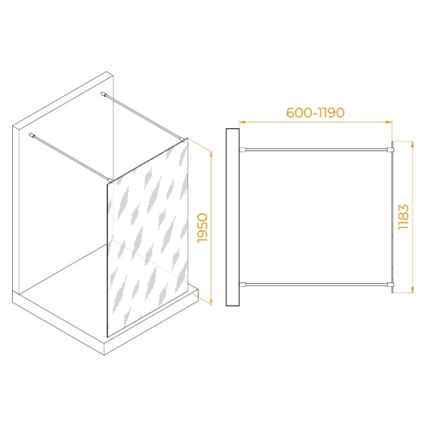 Душевая перегородка RGW Walk In WA-016Gb 120 см профиль золото, стекло прозрачное 35101612-16 (детальная фотография), современные, hi-tech