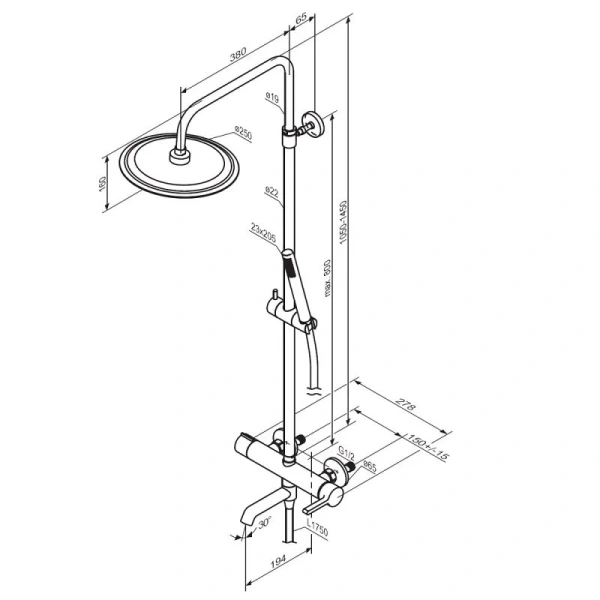 Душевая стойка Damixa Scandinavian Pure хром 936740000 (детальная фотография), современные, hi-tech