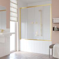 Душевая шторка на ванную профиль золотой стекло сатин Vegas-glass