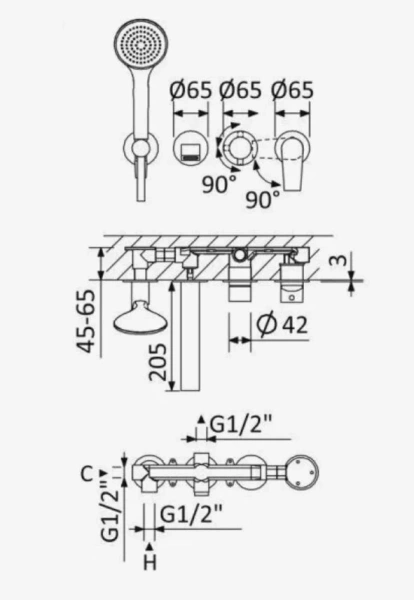 Смеситель для ванны Cezares Nautic черный матовый NAUTIC-VDM3-NOP (детальная фотография), для ванны