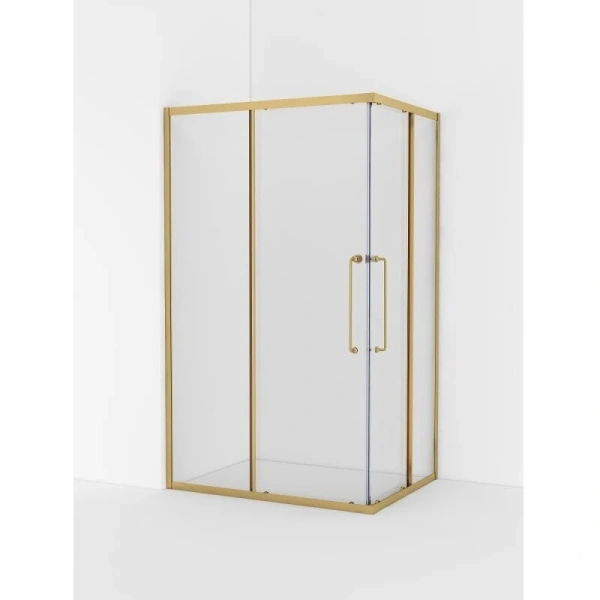 Душевой уголок Cezares Relax 120x90 см профиль брашированное золото стекло прозрачное RELAX-304-AH-2-120/90-C-BORO (детальная фотография), современные, hi-tech