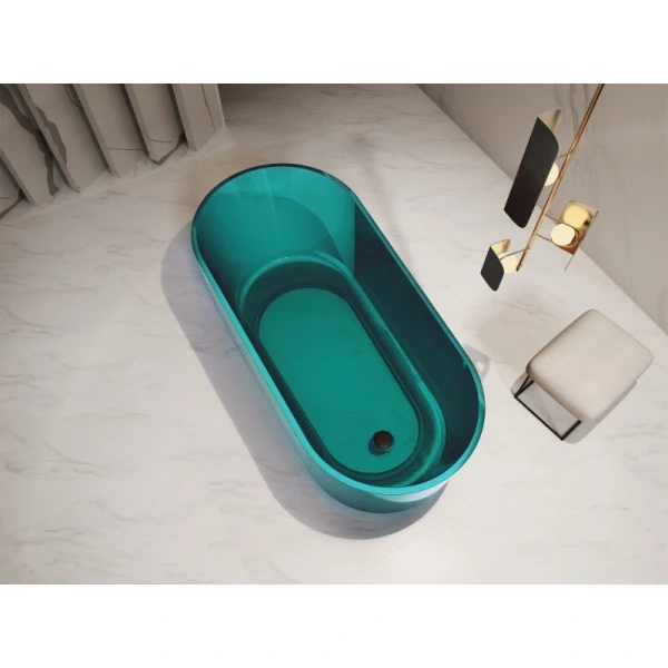 Ванна из полиэфирной смолы Abber Kristall 170x80 см бирюзовая AT9706Aquamarin (детальная фотография), без гидромассажа, большие